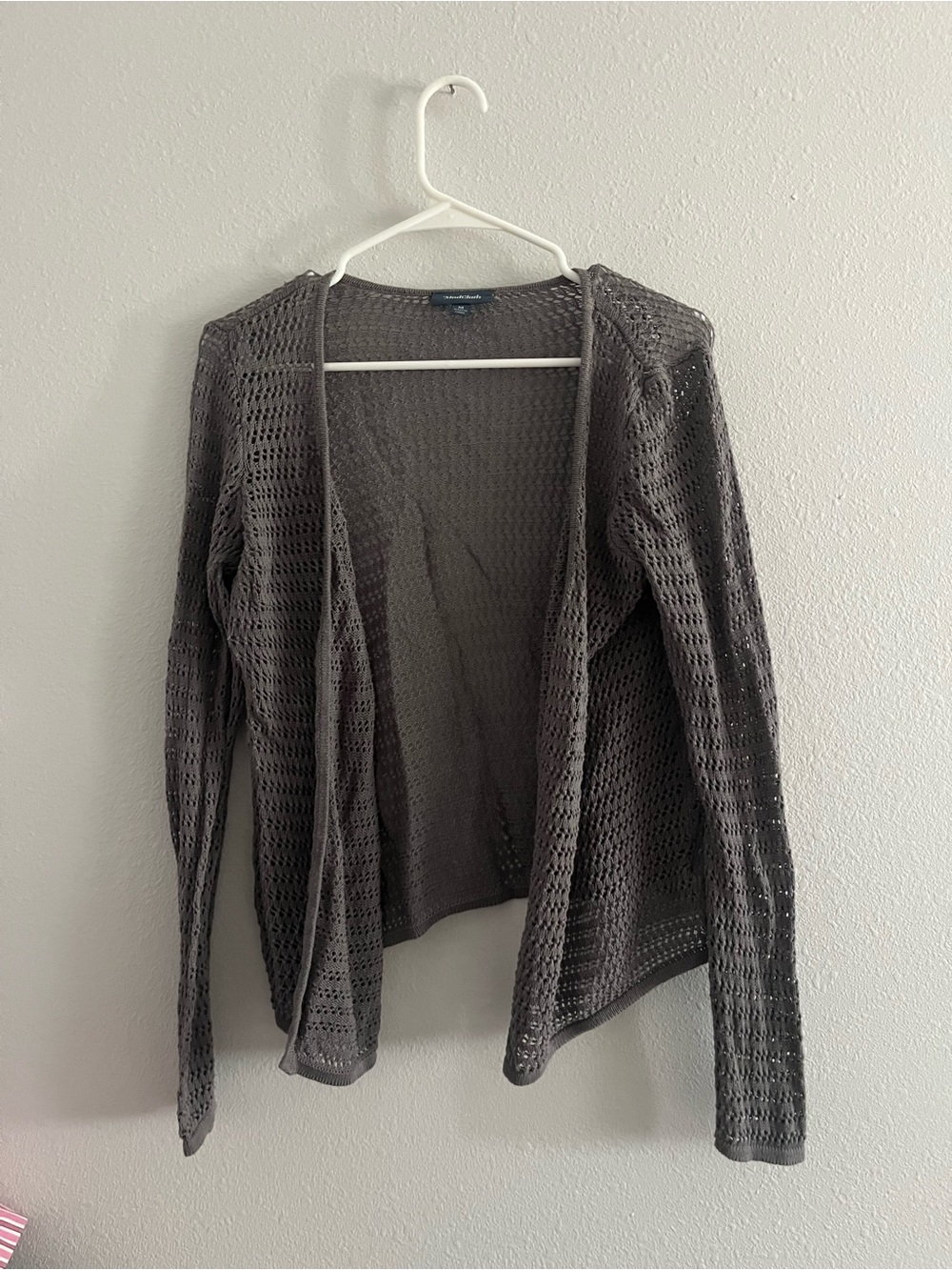 ModCloth Open Knit Cardigan in Charcoal Gray Size Medium
